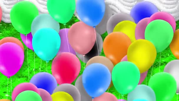 Many Balloons Colorful Swaying Force Wind — Stock Video