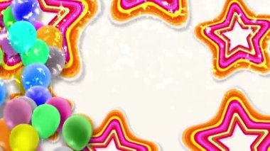 Bir sürü renkli balon rüzgarın gücüyle sallanıyor.