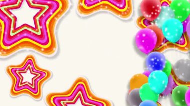 Bir sürü renkli balon rüzgarın gücüyle sallanıyor.