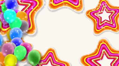 Bir sürü renkli balon rüzgarın gücüyle sallanıyor.