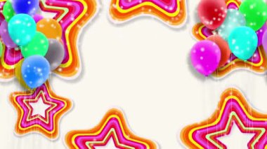 Bir sürü renkli balon rüzgarın gücüyle sallanıyor.