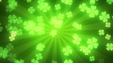 Düşen yonca yeşil Radyal arka plan üzerinde bırakır. Aziz Patrick günü (St Patrick'ın) tatil arka plan.