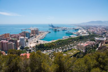 Malaga liman panoramik görünümü, İspanya