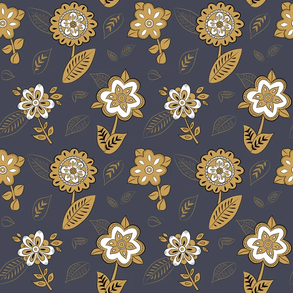 Modèle sans couture avec des fleurs d'or — Image vectorielle