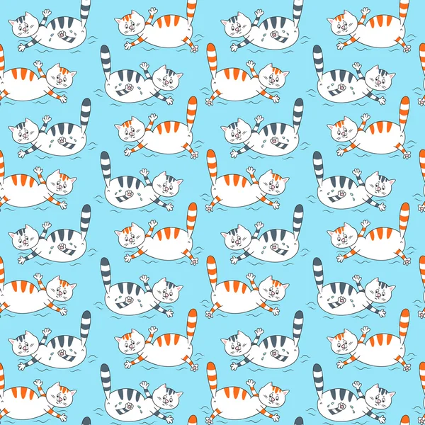 Modèle sans couture avec différents chats de natation — Image vectorielle