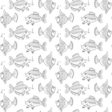 Black and white pattern with fishes