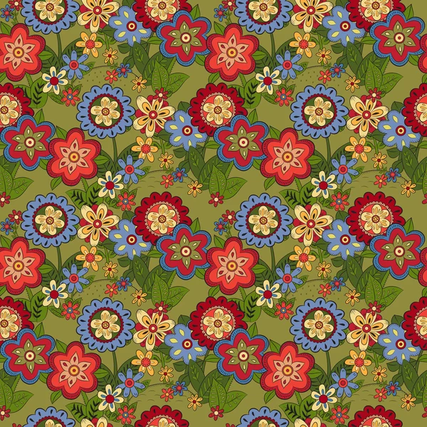 Pattern with different flowers — Stok Vektör