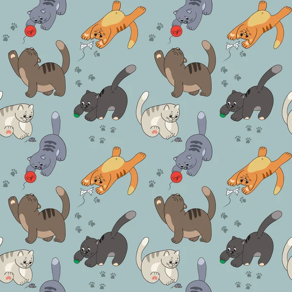 无缝模式与猫的游戏 — 图库矢量图片