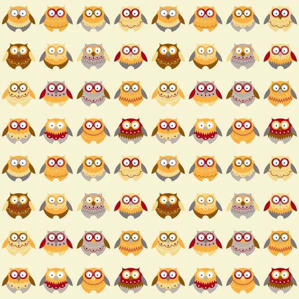 Pattern with different owls — Stock Vector