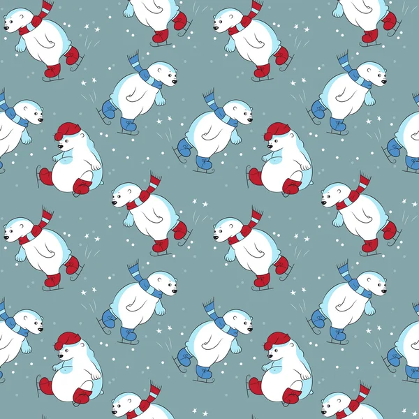 Farklı kutup ayıları buz pateni ile Seamless Modeli