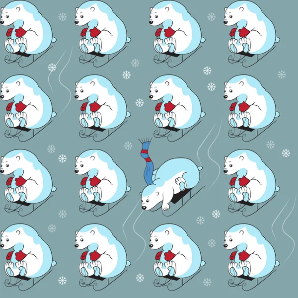 Modèle sans couture avec des ours polaires sur la luge — Image vectorielle