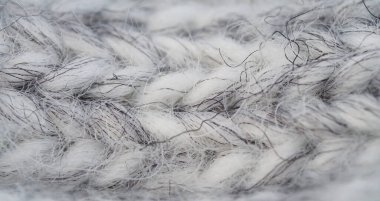 Örgü yün çorap dokusu, seçici odaklı yatay doku resmi, metin için bulanık arkaplan ve yer