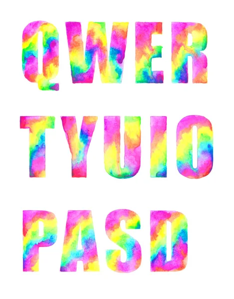 suluboya neon figürler alfabede beyaz arkaplan gökkuşağı lgbt psychedelic soyut dekor doğum günü dünyası