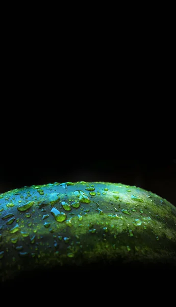 Green Ripe Watermelon Dark Background Drops Water Skin Planet Flying Royalty Free Stock Photos