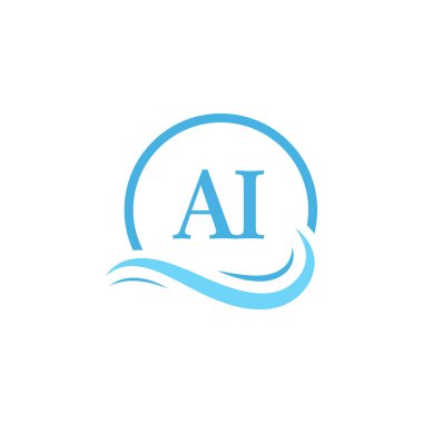 AI Lettering Logo Tasarımı Su Dalgasında. Dairesel Su Dalgaları ile Modern Harf Logosu Tasarımı