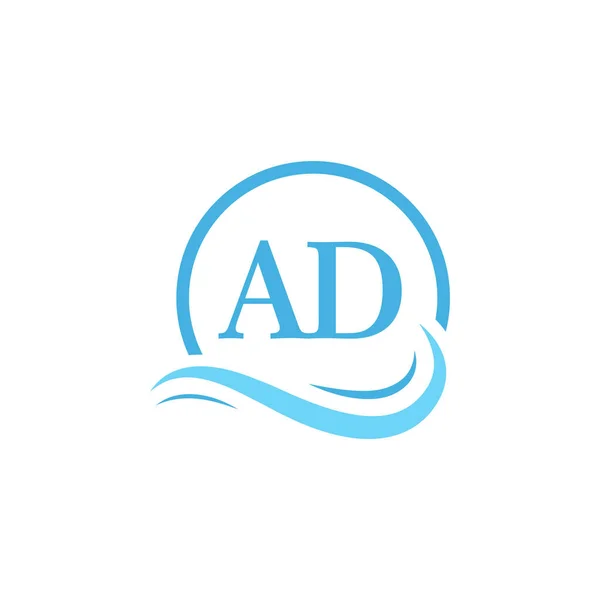 Lettering Logo Design Onda Água Design Logotipo Carta Moderna Com — Vetor de Stock