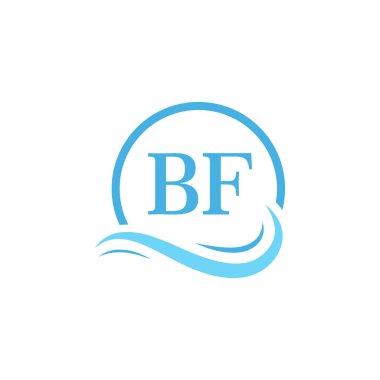 Su Dalgasında BF Mektup Logosu Tasarımı. Dairesel Su Dalgaları ile Modern Harf Logosu Tasarımı