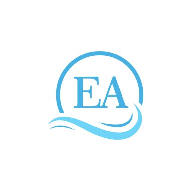 Su Dalgasında EA Mektup Logosu Tasarımı. Dairesel Su Dalgaları ile Modern Harf Logosu Tasarımı