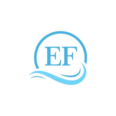 Su Dalgasında EF Mektup Logosu Tasarımı. Dairesel Su Dalgaları ile Modern Harf Logosu Tasarımı