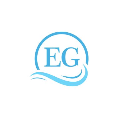 Su Dalgasında EG Harf Logosu Tasarımı. Dairesel Su Dalgaları ile Modern Harf Logosu Tasarımı