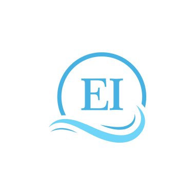 El Lettering Logo Tasarımı Su Dalgasında. Dairesel Su Dalgaları ile Modern Harf Logosu Tasarımı