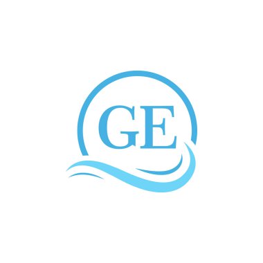 GE Mektup Logosu Su Dalgası Tasarımı. Dairesel Su Dalgaları ile Modern Harf Logosu Tasarımı