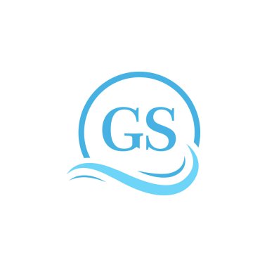 GS Mektup Logosu Su Dalgası Tasarımı. Dairesel Su Dalgaları ile Modern Harf Logosu Tasarımı