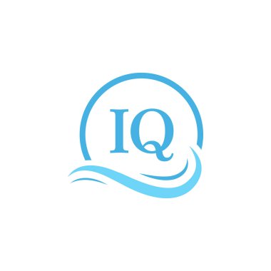 Su Dalgasında IQ Harf Logosu Tasarımı. Dairesel Su Dalgaları ile Modern Harf Logosu Tasarımı