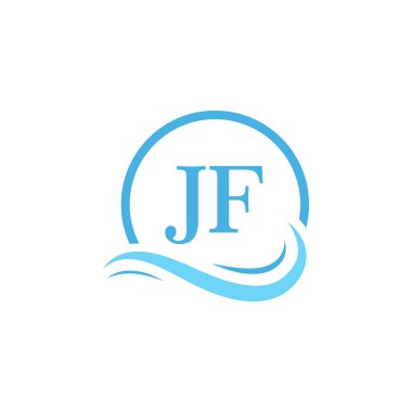 Su Dalgasında JF Mektup Logosu Tasarımı. Dairesel Su Dalgaları ile Modern Harf Logosu Tasarımı