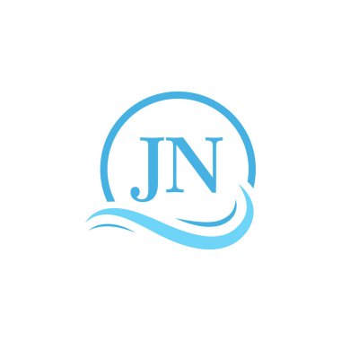 JN Lettering Logo Tasarımı Su Dalgasında. Dairesel Su Dalgaları ile Modern Harf Logosu Tasarımı