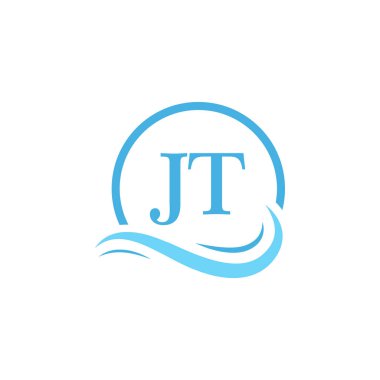 JT Lettering Logo Tasarımı Su Dalgasında. Dairesel Su Dalgaları ile Modern Harf Logosu Tasarımı