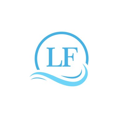 Su Dalgasında LF Mektup Logosu Tasarımı. Dairesel Su Dalgaları ile Modern Harf Logosu Tasarımı