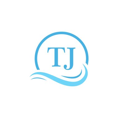 TJ Lettering Logo Tasarımı Su Dalgasında. Dairesel Su Dalgaları ile Modern Harf Logosu Tasarımı