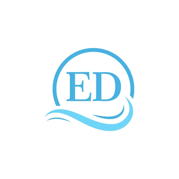 在水波中的Ed排版标志设计 圆形水波现代字母标志设计 — 图库矢量图片