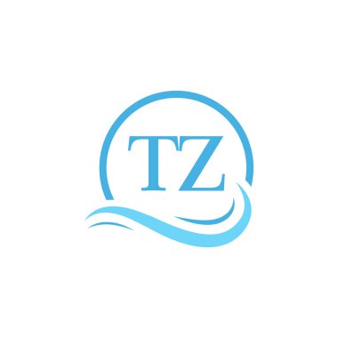 Su Dalgasında TZ Harfli Logo Tasarımı. Dairesel Su Dalgaları ile Modern Harf Logosu Tasarımı