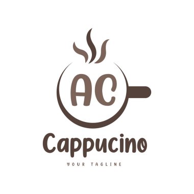 Kahve kupalı AC Mektup Logosu Tasarımı. Modern Harf Logosu Tasarımı Kahve Kadehinde