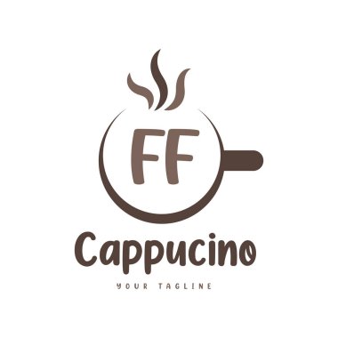 FF Mektup Logosu Tasarımı ve Kahve Kupası. Modern Harf Logosu Tasarımı Kahve Kadehinde