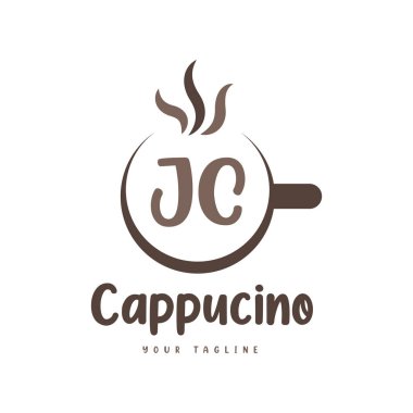 Kahve kupalı JC Mektup Logosu Tasarımı. Modern Harf Logosu Tasarımı Kahve Kadehinde