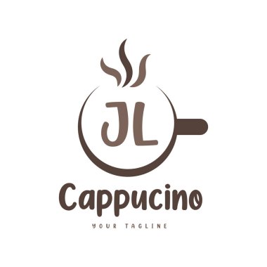 Kahve kupalı JL Mektup Logosu Tasarımı. Modern Harf Logosu Tasarımı Kahve Kadehinde