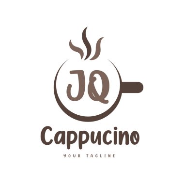 Kahve kupalı JQ Harf Logosu Tasarımı. Modern Harf Logosu Tasarımı Kahve Kadehinde