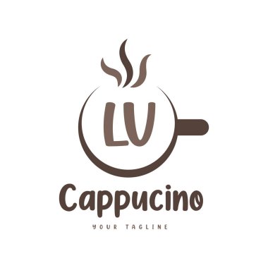 LV Mektup Logosu Tasarımı ve Kahve Kupası. Modern Harf Logosu Tasarımı Kahve Kadehinde