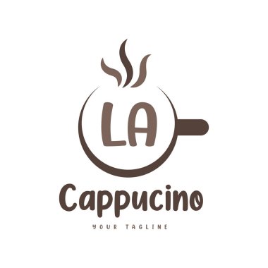 Kahve kupalı LA Mektup Logosu Tasarımı. Modern Harf Logosu Tasarımı Kahve Kadehinde