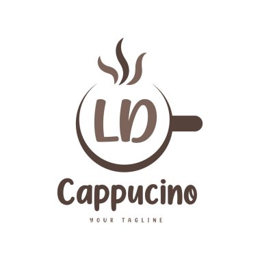 LD Harf Logosu Tasarımı ve kahve kupası. Modern Harf Logosu Tasarımı Kahve Kadehinde