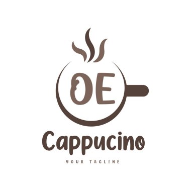 Kahve kupalı OE Mektup Logosu Tasarımı. Modern Harf Logosu Tasarımı Kahve Kadehinde