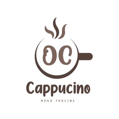 Kahve kupalı OC Mektup Logosu Tasarımı. Modern Harf Logosu Tasarımı Kahve Kadehinde