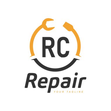 RC Mektup Tasarımı ve Tamir Logosu. Modern Harf Logosu Tamir Simgesi Tasarımı