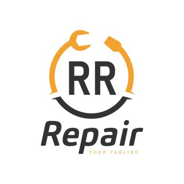 RR Mektup Tasarımı ve Tamir Logosu. Modern Harf Logosu Tamir Simgesi Tasarımı
