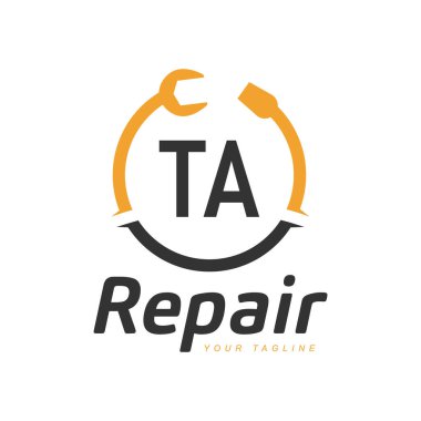 Tamir Logolu TA Mektup Tasarımı. Modern Harf Logosu Tamir Simgesi Tasarımı