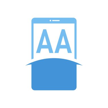 Akıllı Telefon Simgeli AA Harf Logosu Tasarımı. Modern Cep Telefonu Logosu Konsepti