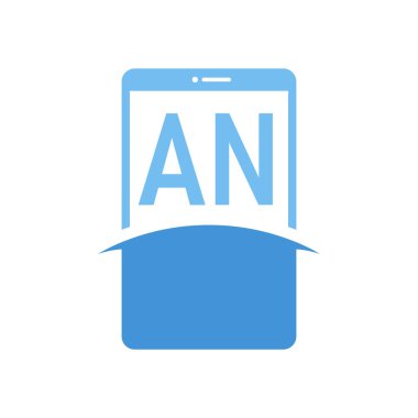 Akıllı Telefon Simgeleriyle Bir Harf Logosu Tasarımı. Modern Cep Telefonu Logosu Konsepti